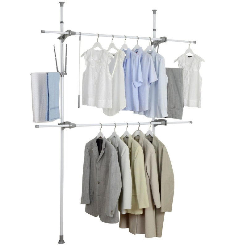 Teleskopický věšák na šaty HERKULEX FLEX, 165-300 x 116-190 x 36 cm, WENKO 50613100 bílá