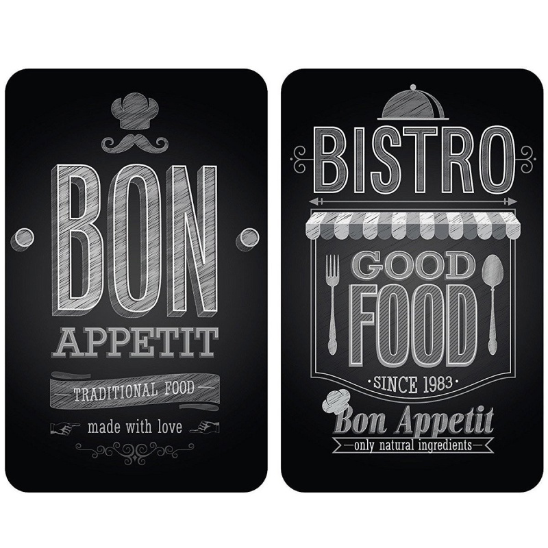 Ochranné skleněné panely BON APPETIT na sporák – 2 ks, WENKO 2521483100 černá