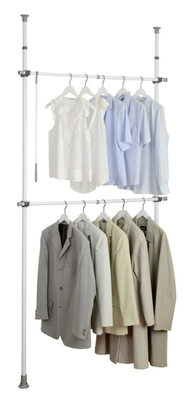 Závěsný teleskopický kovový stojan na oděvy Herkules Basic, 75 -120x11x165-300 cm, WENKO 50610100 bílá