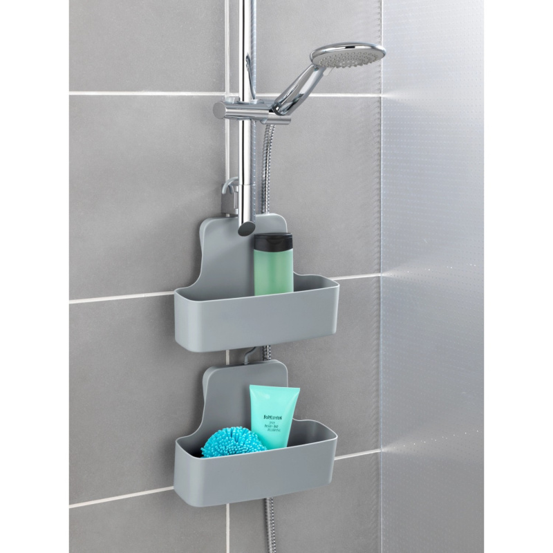 Wenko Odkládací košík do sprchy Barcelona plast (TPE), šedá, 26 x 24 x 9 cm