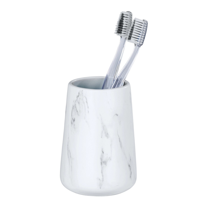 Bílý kelímek na zubní kartáčky ADRADA, mramorový, WENKO šedá