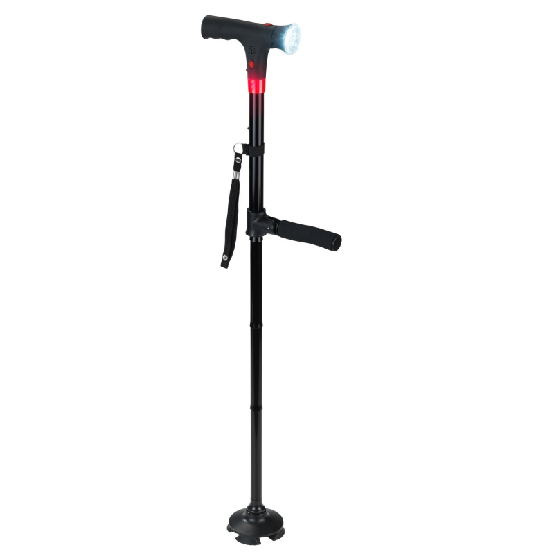 Maximex Multifunkční skládací hůl, LED, 86-98 cm černá