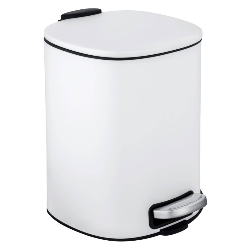 Odpadkový koš ALASSIO, s pedálem a funkcí Easy-Close, 5 L, bílá, Wenko bílá