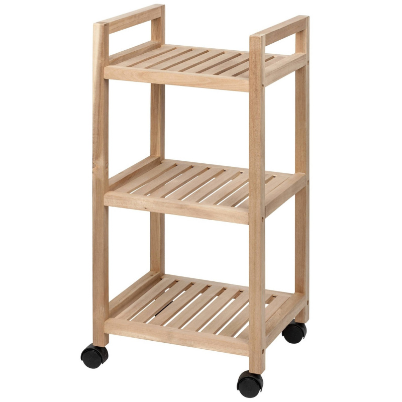 Koupelnový regál na kolečkách ACINA z akátového dřeva, WENKO hnědá 59467