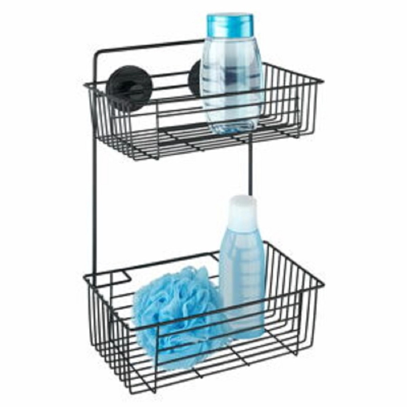 Dvoupatrová sprchová police bari, vacuum-loc, černá, wenko černá