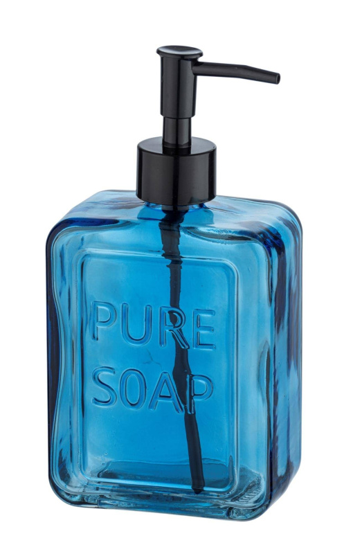 Dávkovač mýdla PURE, 550 ml, skleněný, modrý, Wenko modrá