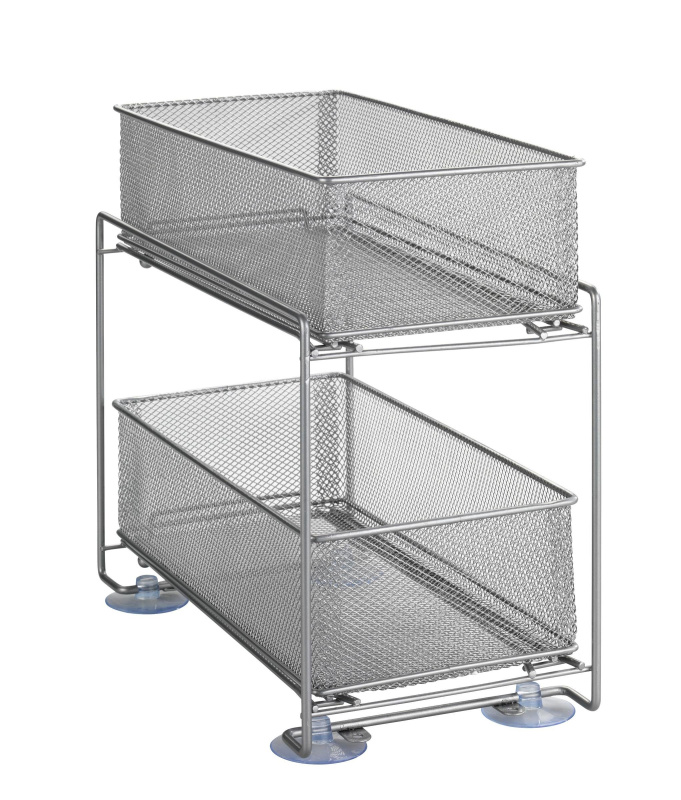 Wenko Kovový regál s úložnými boxy Gioma (stříbrná)