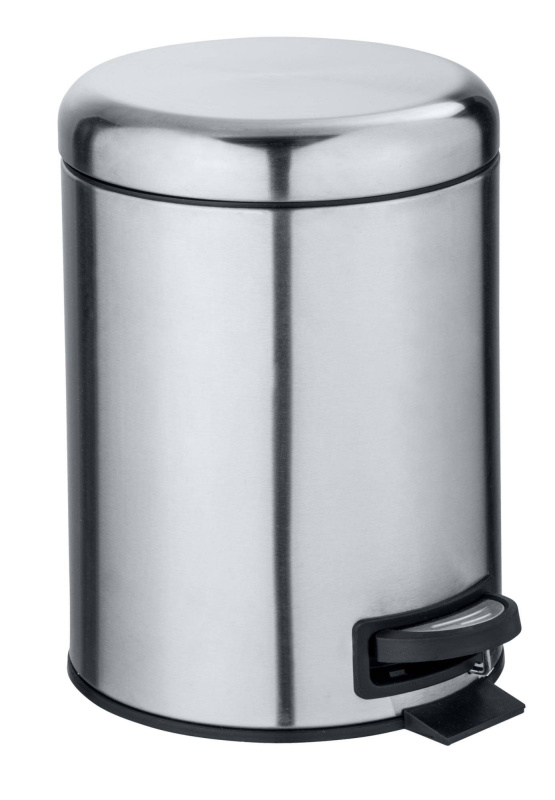 Koupelnový odpadkový koš LEMAN, 5 L, WENKO, stříbrný šedá