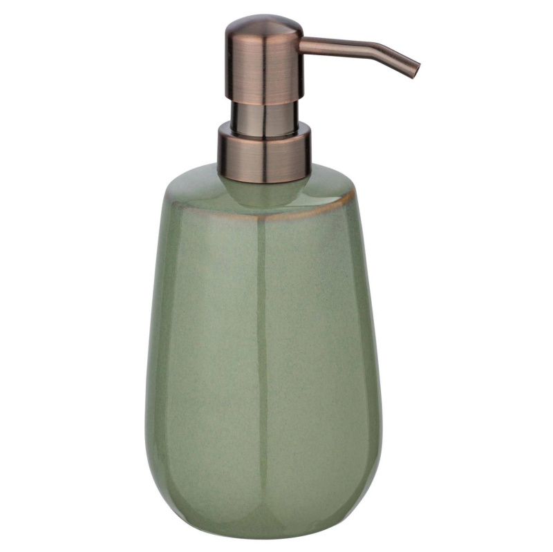 Dávkovač tekutého mýdla SIRMIONE, keramický, zelený s měděným okrajem, 430 ml, Wenko olivová