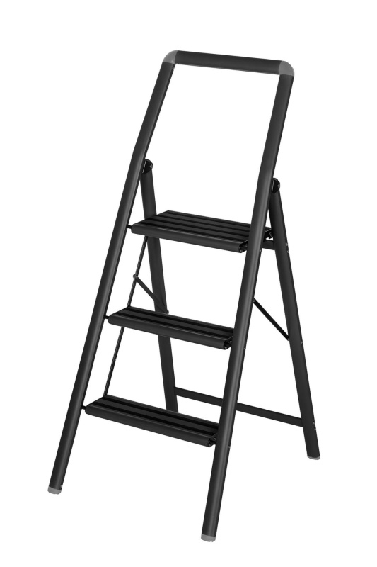 Wenko Tříúrovňový skládací žebřík černá
