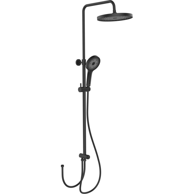 Sprchový sloup s dešťovou sprchou a ruční sprchou, matná černá, 120 cm, WENKO černá