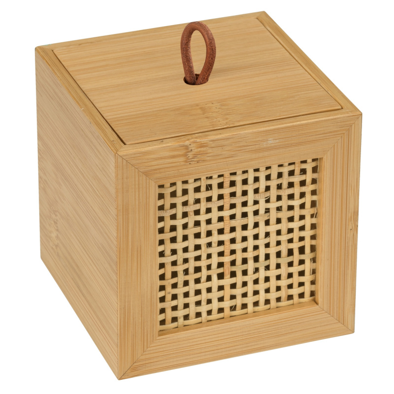 Úložný box na drobnosti s víkem ALLEGRE BAMBOO, 9 x 9 x 9 cm, WENKO hnědý