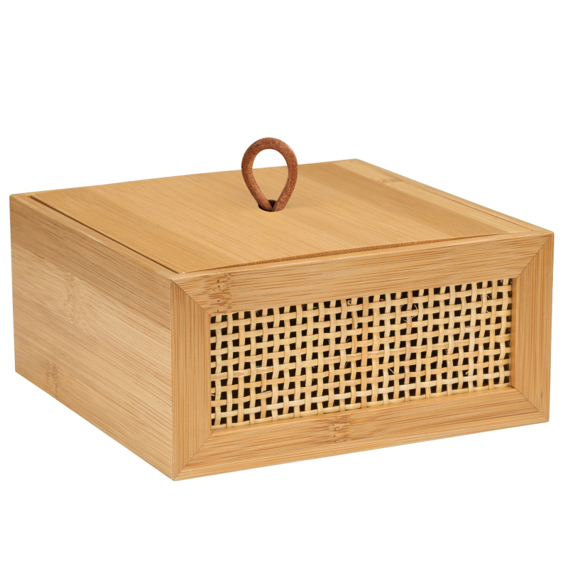 Úložný box na kosmetické doplňky ALLEGRE BAMBOO, 15 x 7 x 15 cm, WENKO hnědý