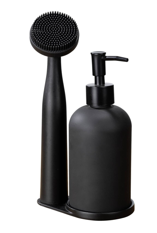 Kuchyňský set, dávkovač 400 ml a štětka, Piedo, WENKO černá