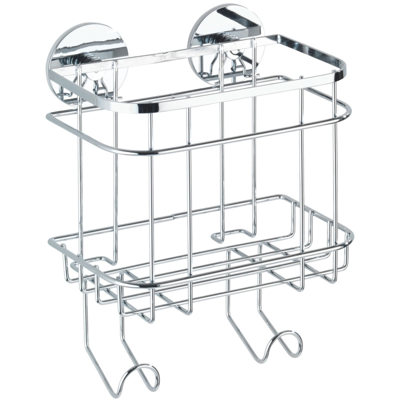 Wenko Turbo-Loc nástěnný košík s háčkem z lesklé nerez oceli