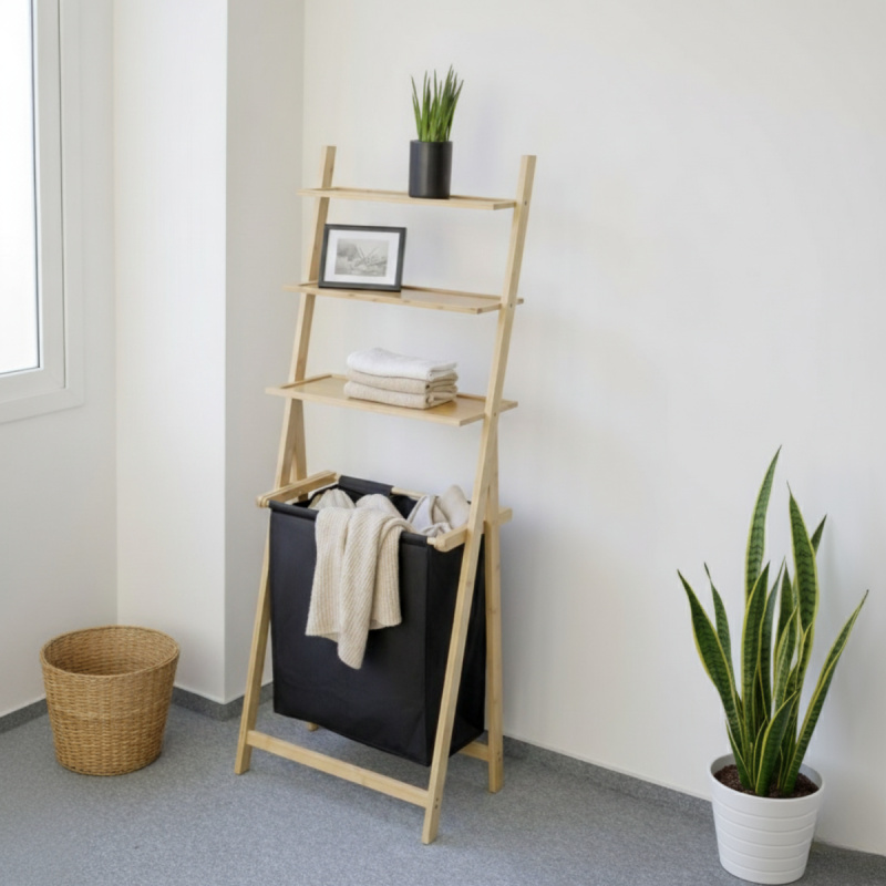 Wenko Policový regál s košem na prádlo »Ecori«, 2v1