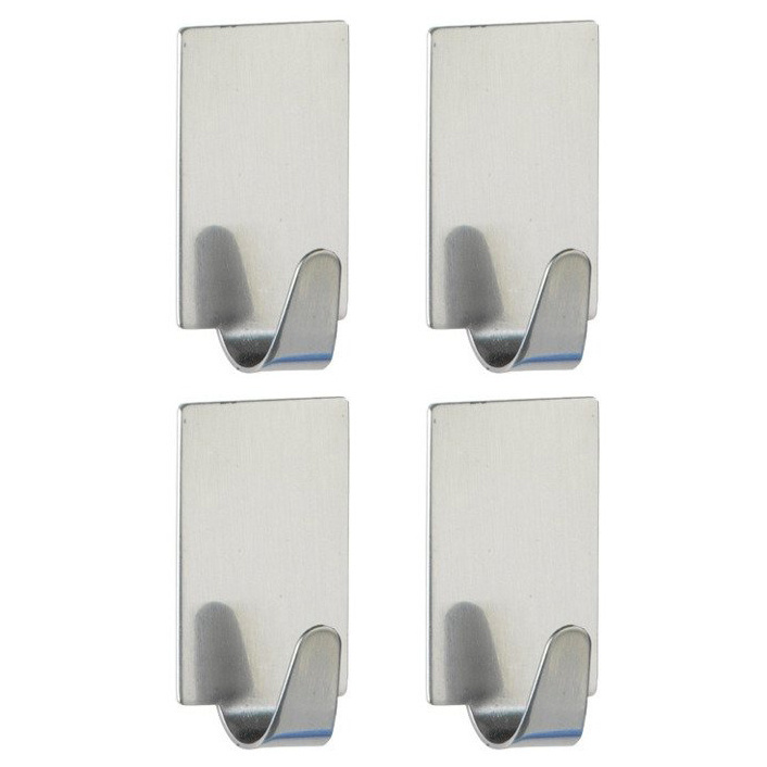 Samolepicí háčky , nerezová ocel - 4 ks v sadě, WENKO 4478020100 stříbrný