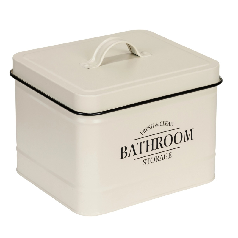 Wenko Kovový koupelnový box s víkem Uri, béžová, 18 x 16 x 15,5 cm