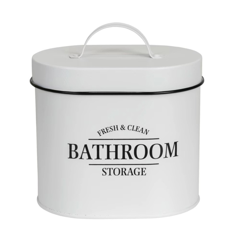 Wenko Kovový koupelnový box s víkem Pali, bílá, 14 x 16 x 10,2 cm