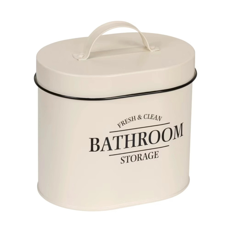 Wenko Kovový koupelnový box s víkem Uri, béžová, 14 x 16 x 10,2 cm