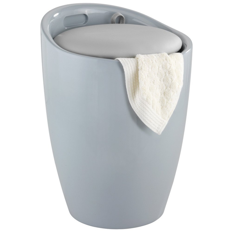 Taburet CANDY GREY - koš na prádlo, 2 v 1 , WENKO 25625100 šedá