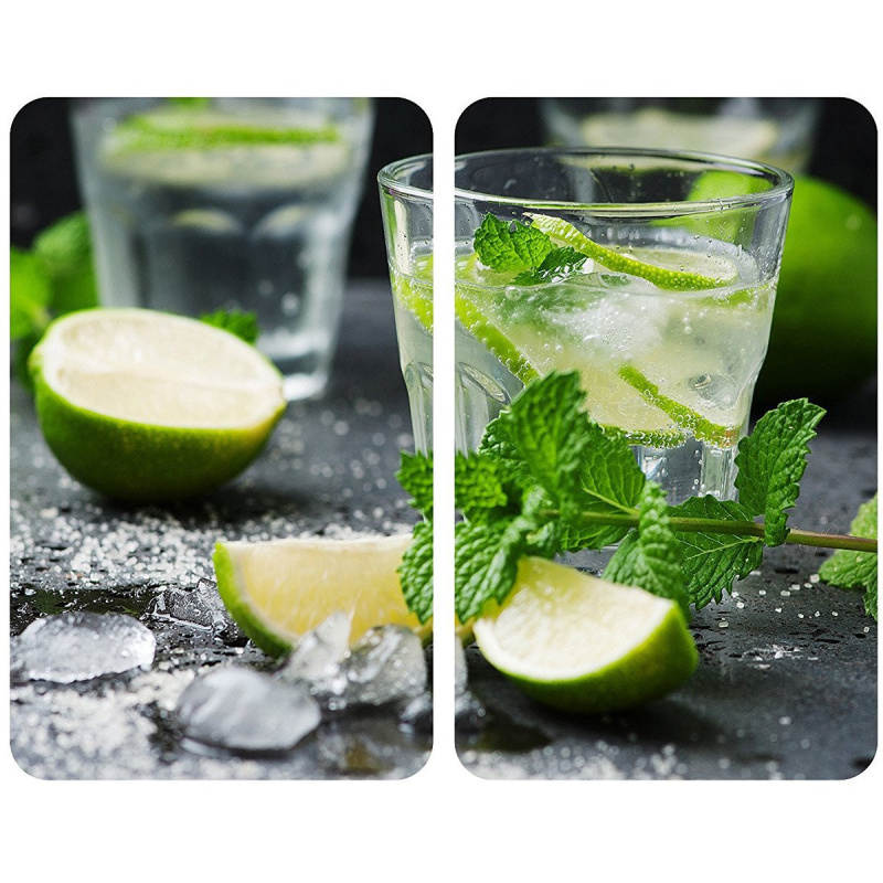 Ochranné skleněné panely MOJITO na sporák – 2 ks, WENKO 2521482100 antracitová