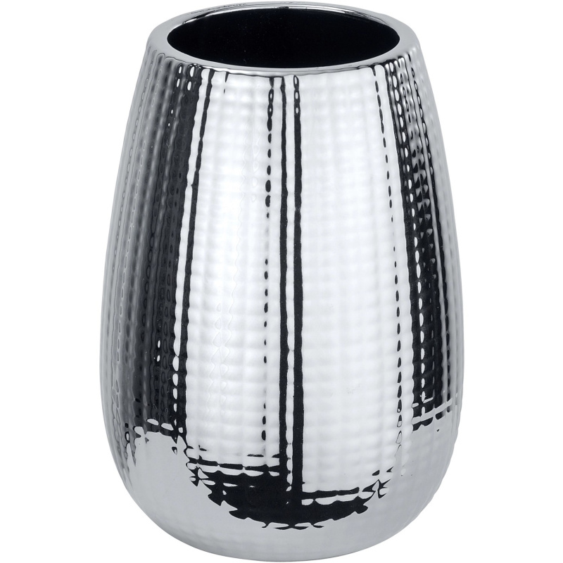 Wenko Kelímek na zubní kartáčky Dakar keramický chromový, pr. 8,3 x 11,6 cm