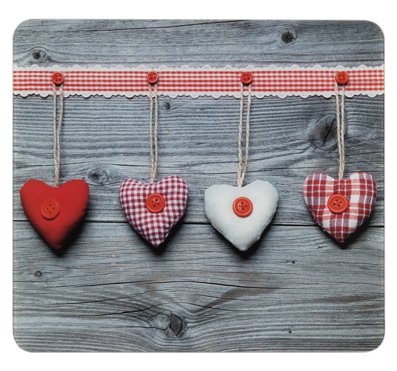Ochranný skleněný panel HEARTS na sporáky - 50 x 56 cm, WENKO 2712943500 šedá