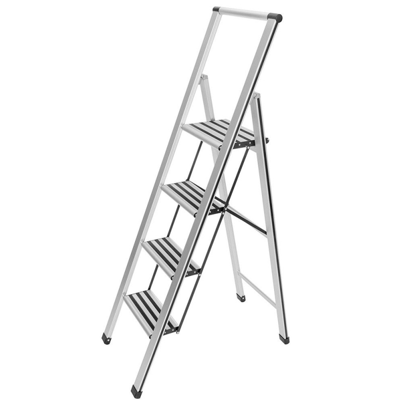 Hliníkový žebřík, 4-příčkový, WENKO 601013100 šedá