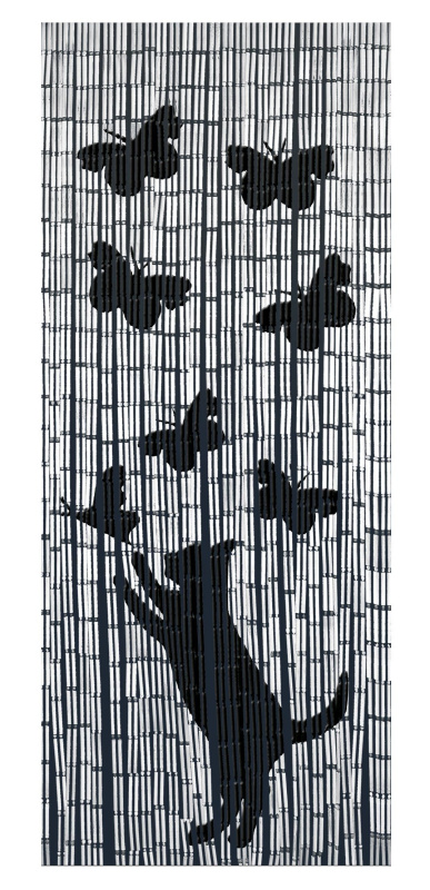 Maximex Bambusový závěs Kočka a motýli , 90x200 cm 5123004500 černá