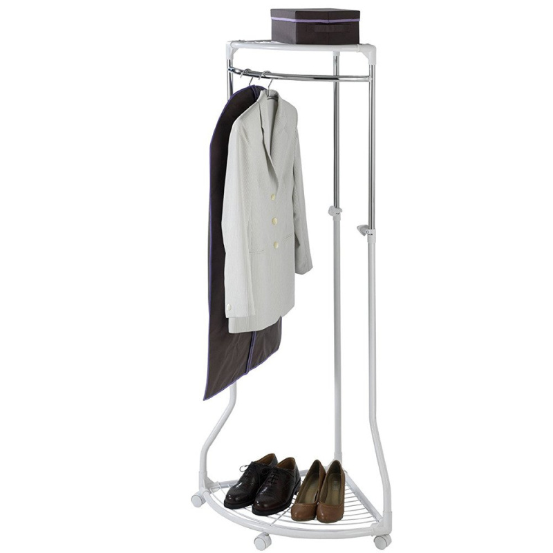 Rohový věšák na šaty - věšák na kolečkách, WENKO 4364700100 bílá 23416