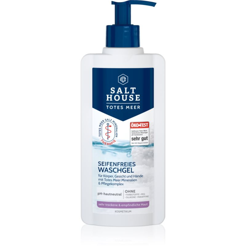Salt House Dead Sea Therapy Soap-free Washing Gel čisticí gel bez mýdla na tělo, obličej a ruce s jojobovým olejem a ureou 250 ml