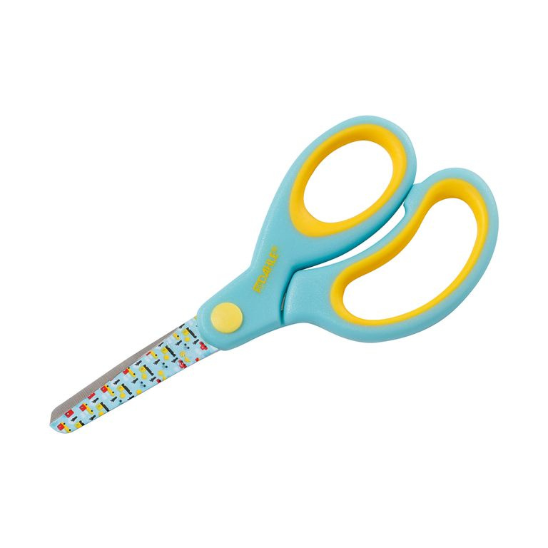 DAHLE Dětské nůžky s kulatou špičkou 13 cm, asymetrické - zelené (auta)