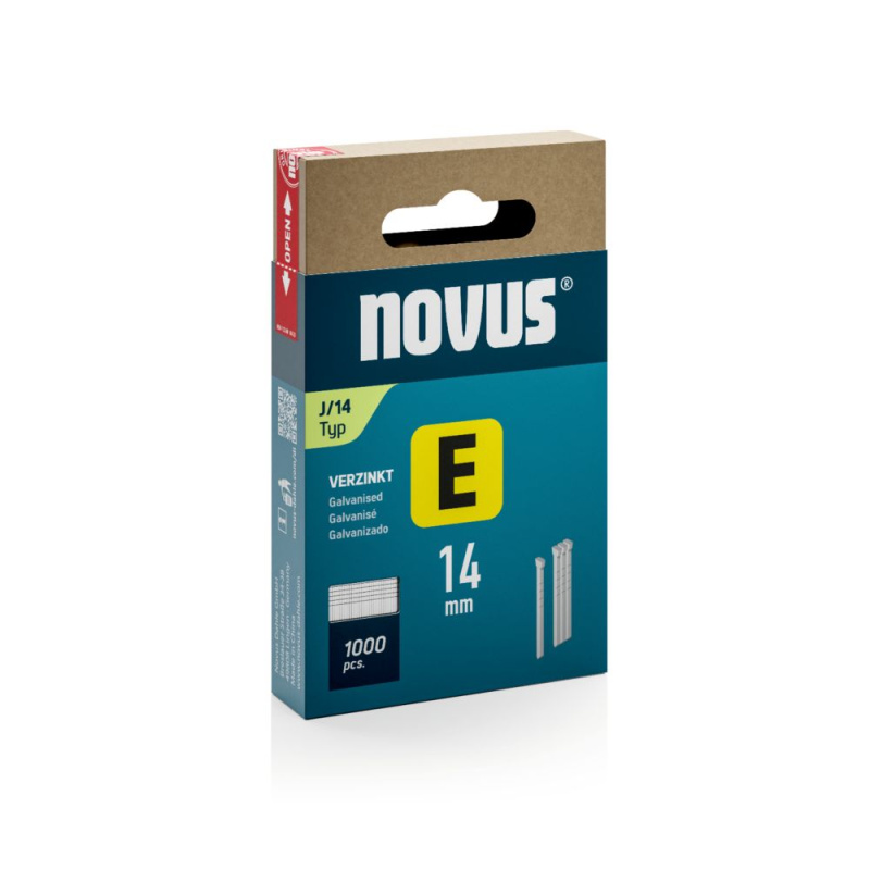 NOVUS | Hřebíky typu E varianta  J pro sponkovačky a hřebíkovačky Délky: 14 mm, Velikost balení: 1000 ks