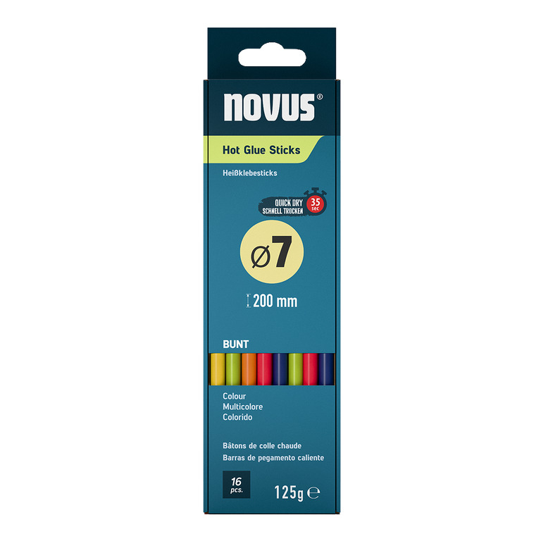 NOVUS Tavné tyčinky, Ø 7 mm, 16 ks, mix barev - 20 cm