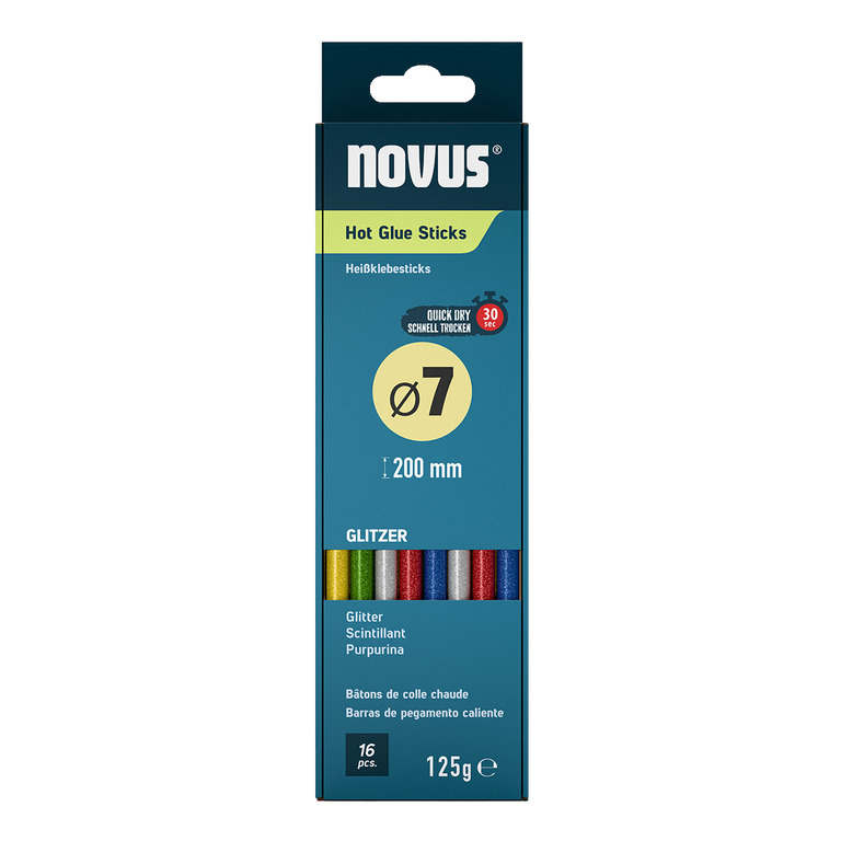NOVUS Tavné tyčinky - se třpytkami, Ø 7 mm, 16 ks - 20 cm