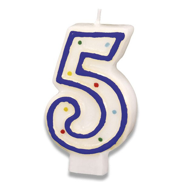 Narozeninová svíčka 7,3cm s puntíčky číslo 5 Amscan