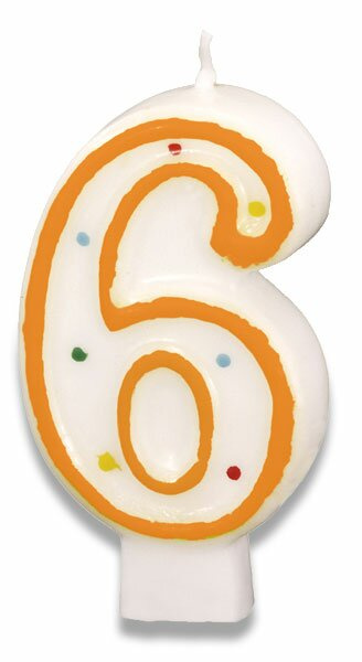 Narozeninová svíčka 7,3cm s puntíčky číslo 6 Amscan