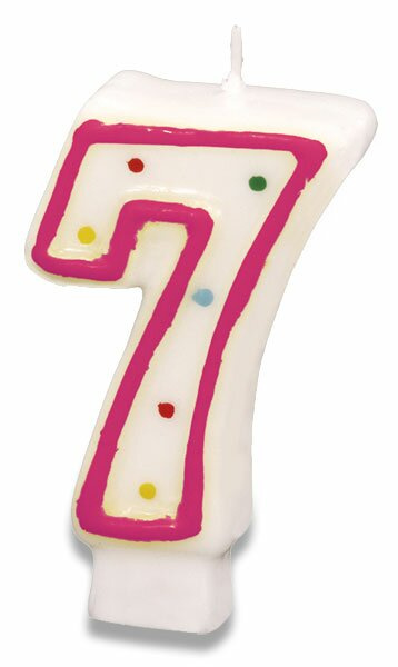Narozeninová svíčka 7,3cm s puntíčky číslo 7 Amscan