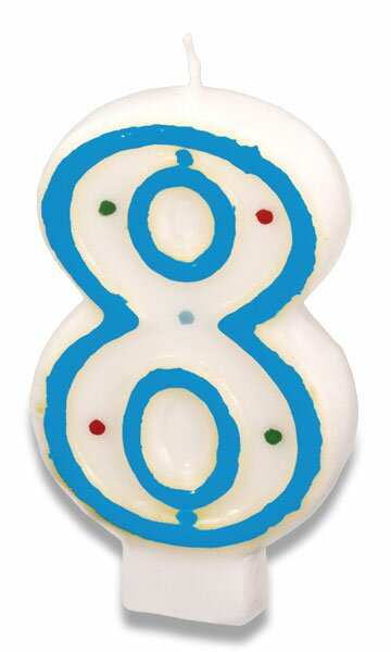 Narozeninová svíčka 7,3cm s puntíčky číslo 8 Amscan