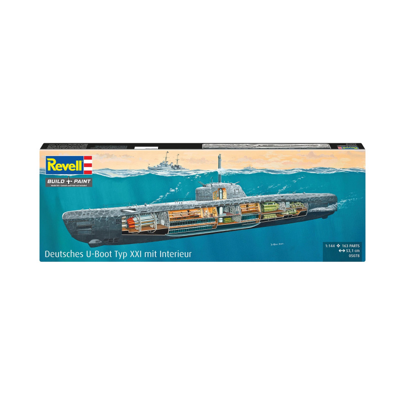 Revell Plastic modelKit ponorka 05078 Deutsches U-Boot Typ XXI mit Interieur 1:144