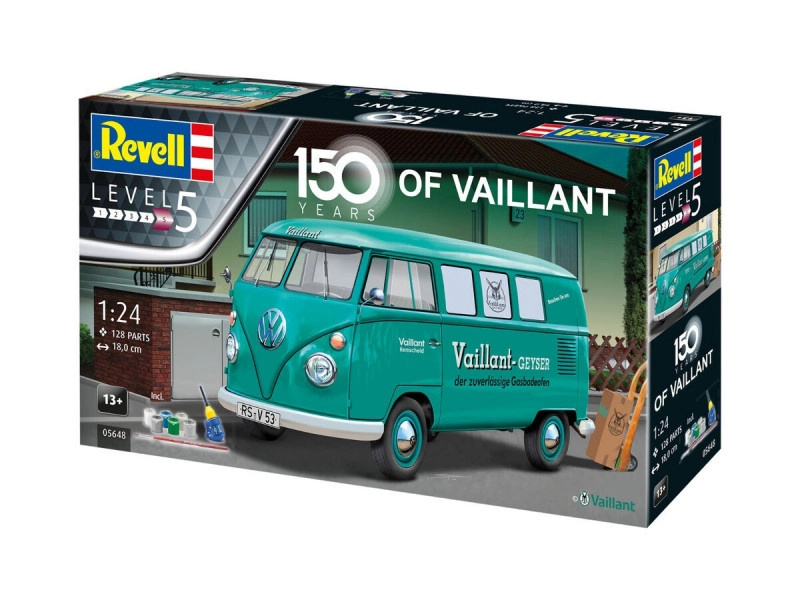 Revell 150 Years of Vaillant VW T1 Bus obsahuje barvy a lepidlo Gift-Set 05648 1:24