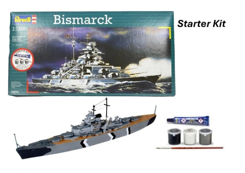 revell starter kit bismarck 1:1200 – startovací sada modelu bitevní lodi