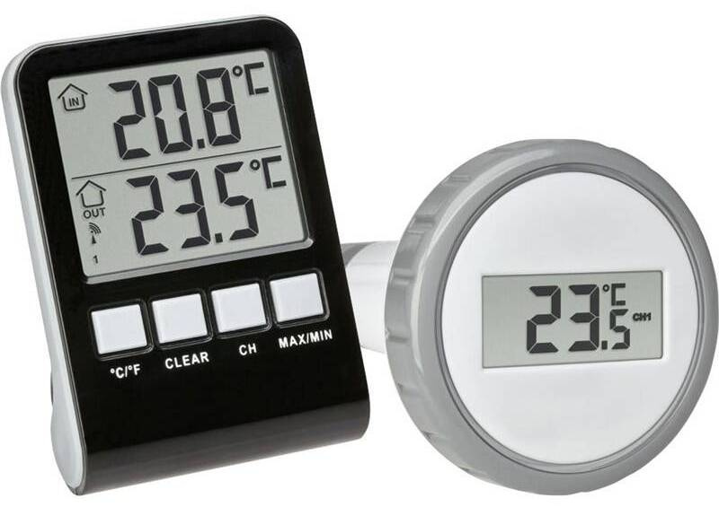 Teploměr do bazénu TFA 30.3067.10 / LCD displej / dosah 433 MHz signálu až 60 m / -10 do 60 °C / černá Varianta: ivi1