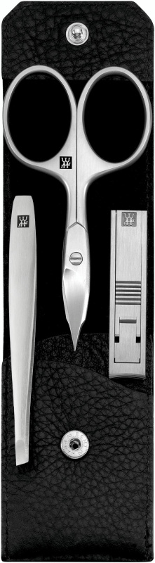 Zwilling Beauty Premium manikúra Yak, kožené pouzdro, 3 ks (nůžky, štípátko, pinzeta), černá 98642-004