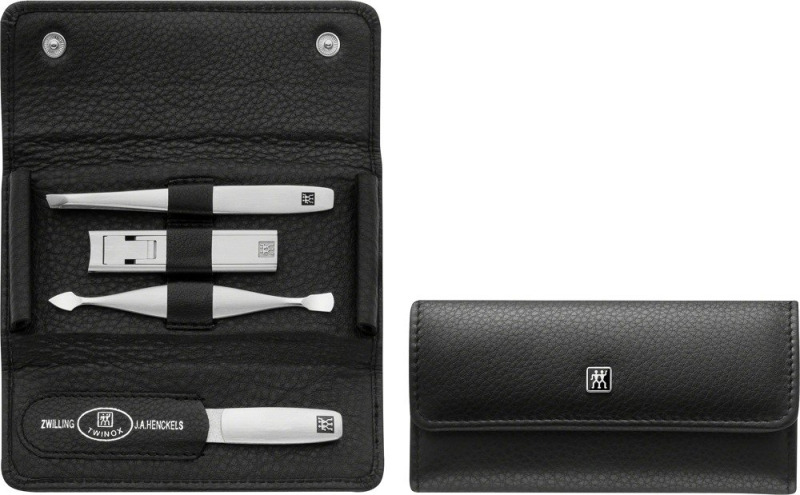 Zwilling Beauty Twinox cestovní manikúra, černá kůže, 4 ks 97712-004