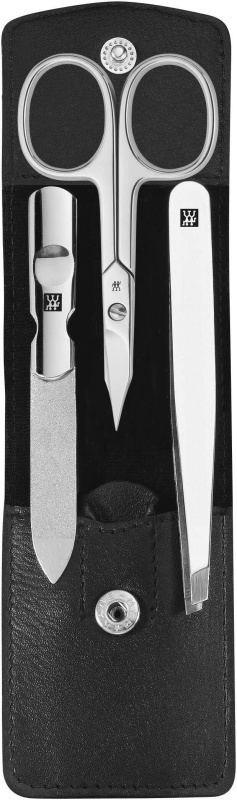Zwilling Beauty Manikúra Classic Inox s nůžkami v koženém pouzdře, 3 ks, černá barva 97440-004