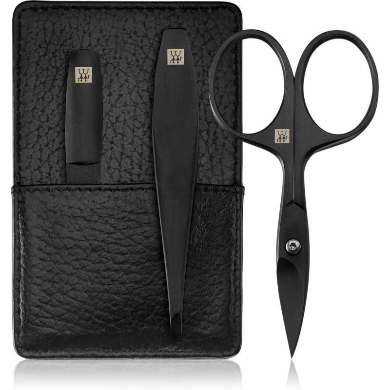 Zwilling Beauty Pánská manikúra Premium Black s nůžkami, černá kůže, 3 ks 97000-004-0