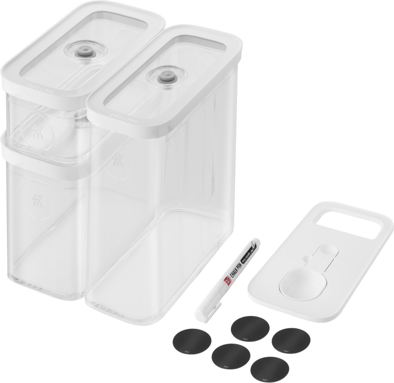 Zwilling Vakuovací dózy M Fresh & Save Cube s vložkou 4v1, fixem a štítky, 5 ks 1026082