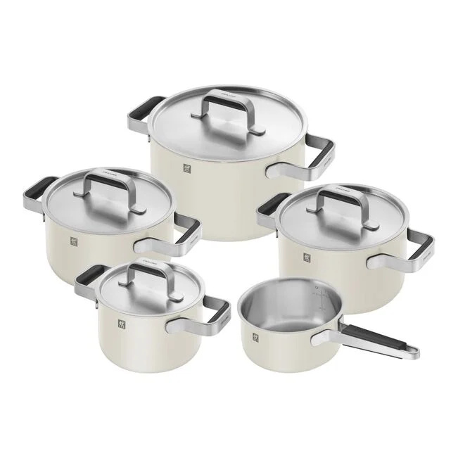 Zwilling Sada třívrstvého nerezového nádobí s keramickým povrchem Pure, 5 ks, krémová 1028806